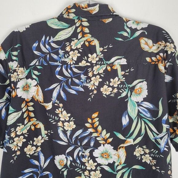 Superdry Size M Hawaiian Short Sleeve Button Up Shirt Floral Black Multicor - Picture 5 of 11